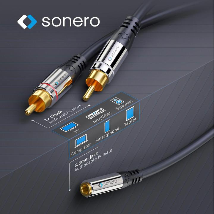 Produktbild Sonero 2 x Cinch – 3.5 mm Klinke (0.15 m, Cinch, 3.5mm Klinke (AUX))