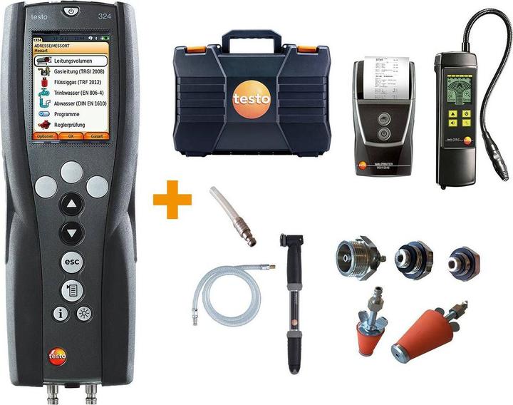 Produktbild Testo 0563 3240 71 Druck-Leckmengenmessgerät Profi Set 324 Gas+Wa