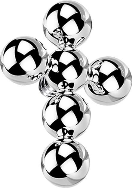 Star Piercing Dermal Anchor silber Kreuz Kugeln (ohne Messing, Titan G23)