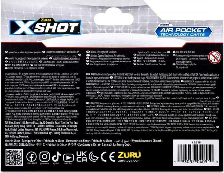 Nährwerte und Zutaten Xshot Zestaw strzałek Excel Air Pocket Technology Foam Darts