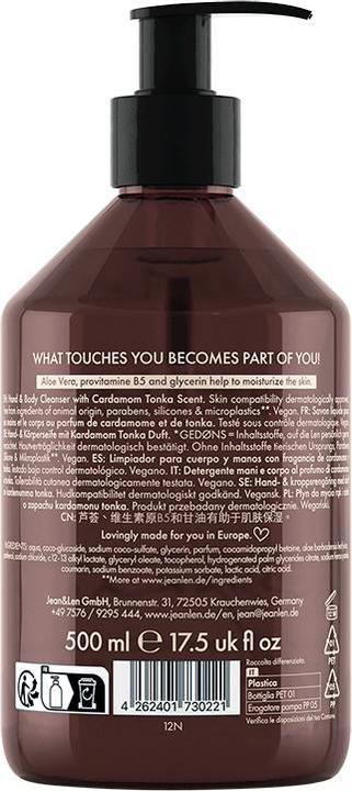 Actual product image Jean & Len Hand & Body Cleanser Cardamom/Tonka, 500 ml (500 ml)