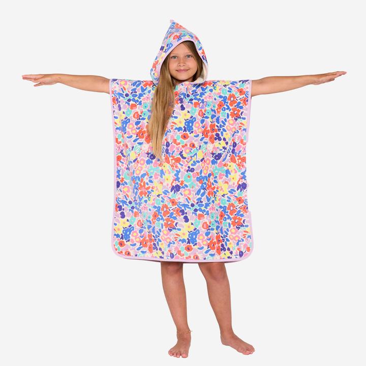 Actual product image Olaian Surf-Poncho Kinder 110 bis 135 cm 500 Daisy (75 x 60 cm)