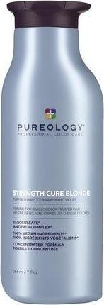 Actual product image PUREOLOGY Strength Cure Blonde Purple Shampoo Restore and Tone for Brassy Blonde Hair Vegan Formulas Sulphate (266 ml, Liquid shampoo)