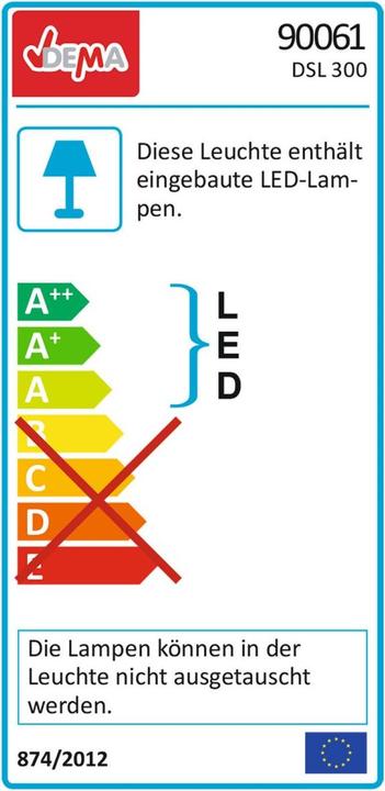 Energy Label Dema LED Sensor-Leuchte Akku Solar Bewegungsmelder Aussenleuchte Solarleuchte 300 lm (300 lm)