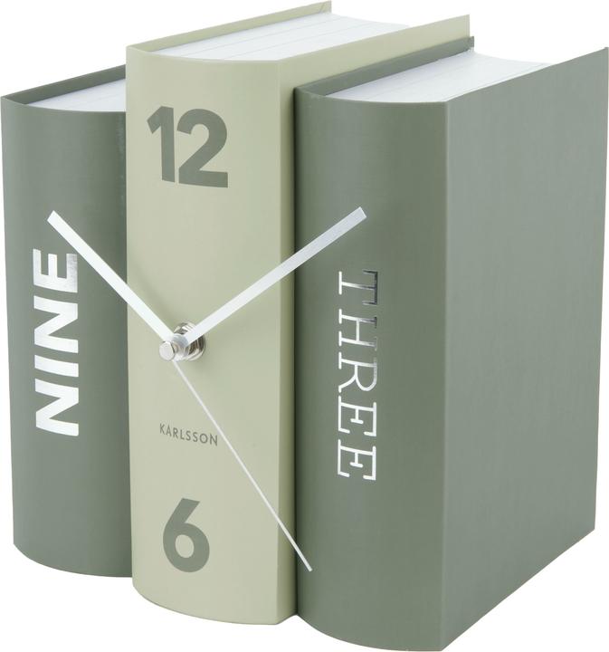 Karlsson Table clock Book green tones paper, 20x15x20cm