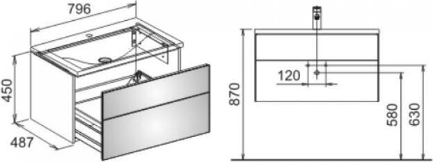 Produktbild Keuco Waschtischunterbau ROYAL REFLEX 796x450x487mm sw (79.5 x 49 x 45 cm)