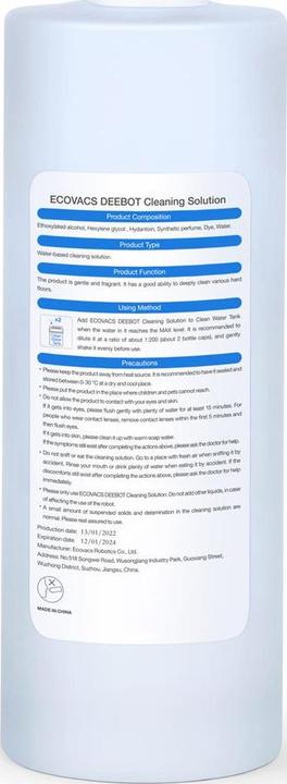 Immagine prodotto Ecovacs DEEBOT X1/T10 Soluzione detergente per famiglie 1 L - D-SO01-0019