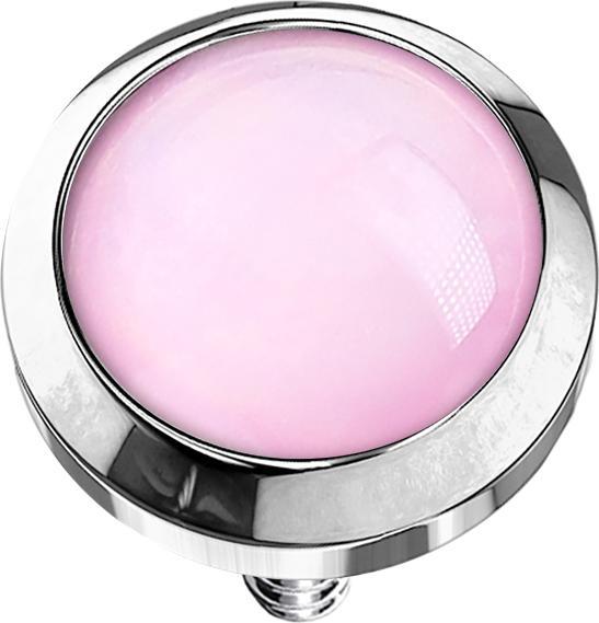 Star Piercing Dermal Anchor silber mit Epoxidstein pink (ohne Messing, Chirurgenstahl 316L)