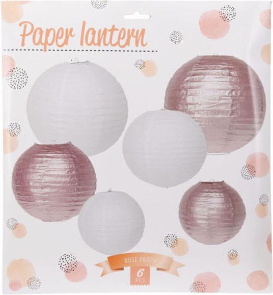 Image du produit Papier lanterne or rose/blanc, lot de 6