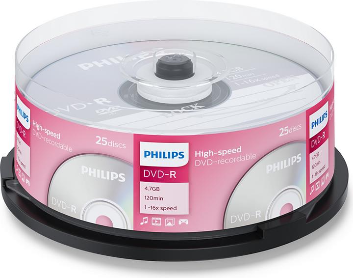 Produktbild Philips 1x25 DVD-R 4,7GB 16x IW SP (25 x)