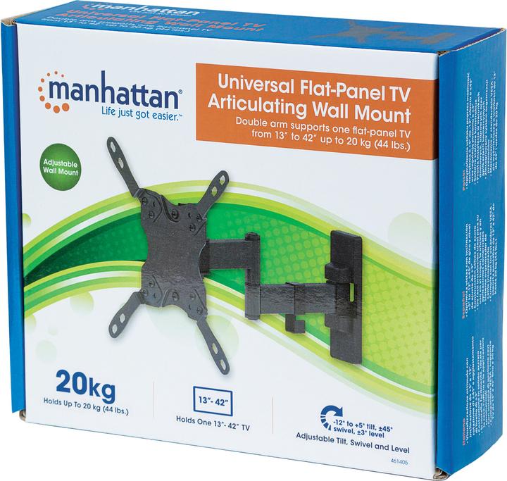 Actual product image Manhattan Universal TV wall mount, tilt and swivel (Wall, 42", 20 kg)