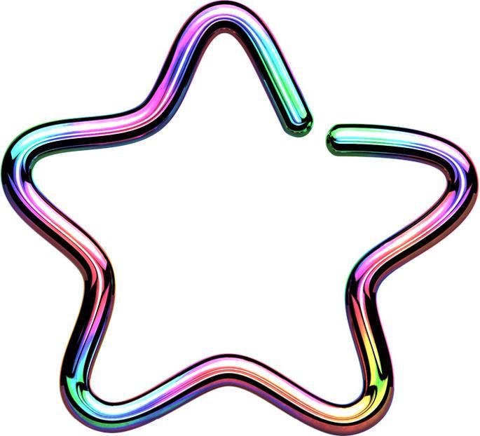 Star Piercing Micro Piercing Ring Stern farbig mit Titanium Schicht (Chirurgenstahl 316L, ohne Messing)