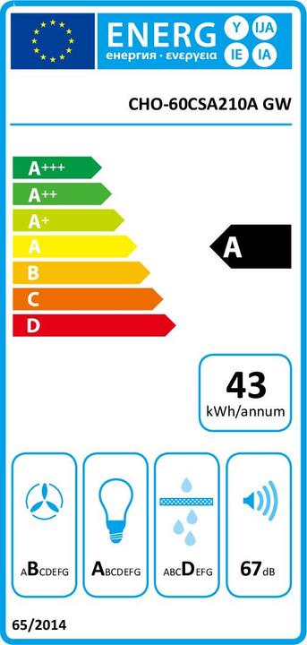 Energie-Label Vivax CHO-60CSA210A GW (Wandhaube)