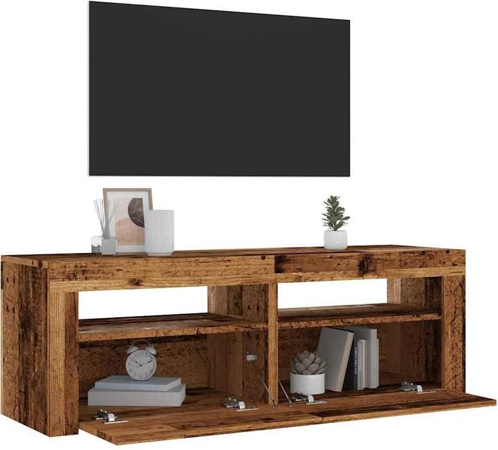 Produktbild VidaXL TV Schrank Lowboard Fernsehschrank Fernsehtisch mit LED Altholz-Optik (120 x 35 x 40 cm)