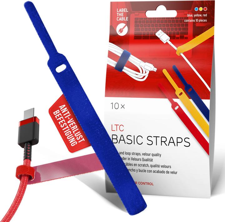 Immagine prodotto Label-the-cable LTC BASIC 10 Raccoglitore con gancio e anello di alimentazione rt, gb, bl (Fascette in plastica, 170 mm, 10 pz.)