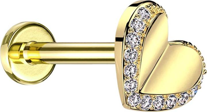 Produktbild Star Piercing Micro Threadless Labret vergoldet Herz vergoldet Kristalle silber (Chirurgenstahl 316L/Messing)
