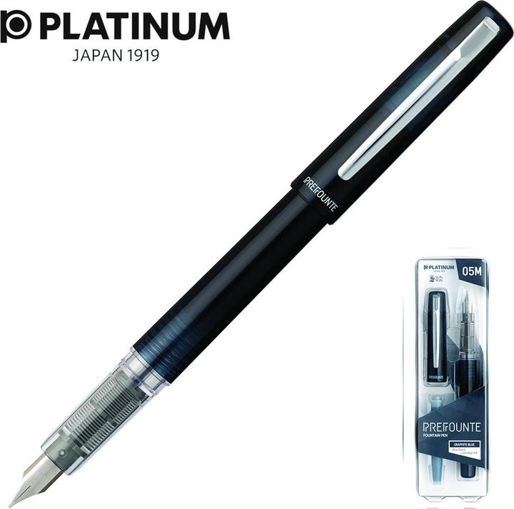Platinum Prefounte Graphite Blue, M, plastic packaging, blister, dark blue colour (Dark Blue, 1 x)