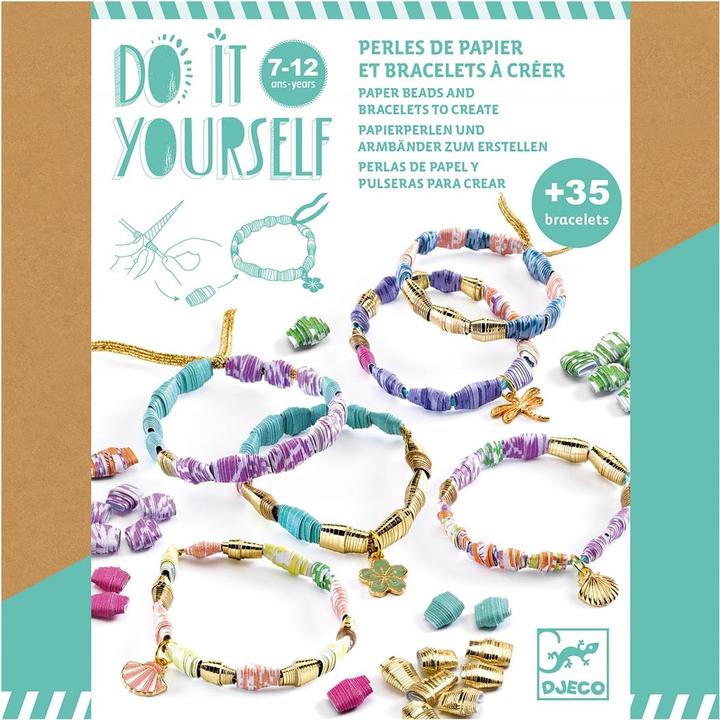 Actual product image Djeco DIY - paper beads and bracelets golden