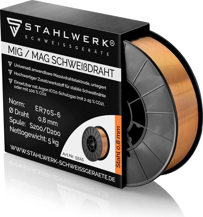 Actual product image Stahlwerk Welding wire MIG/MAG steel Ø 0.8 mm ER70S-6 SG2 Wire reel 5 kg
