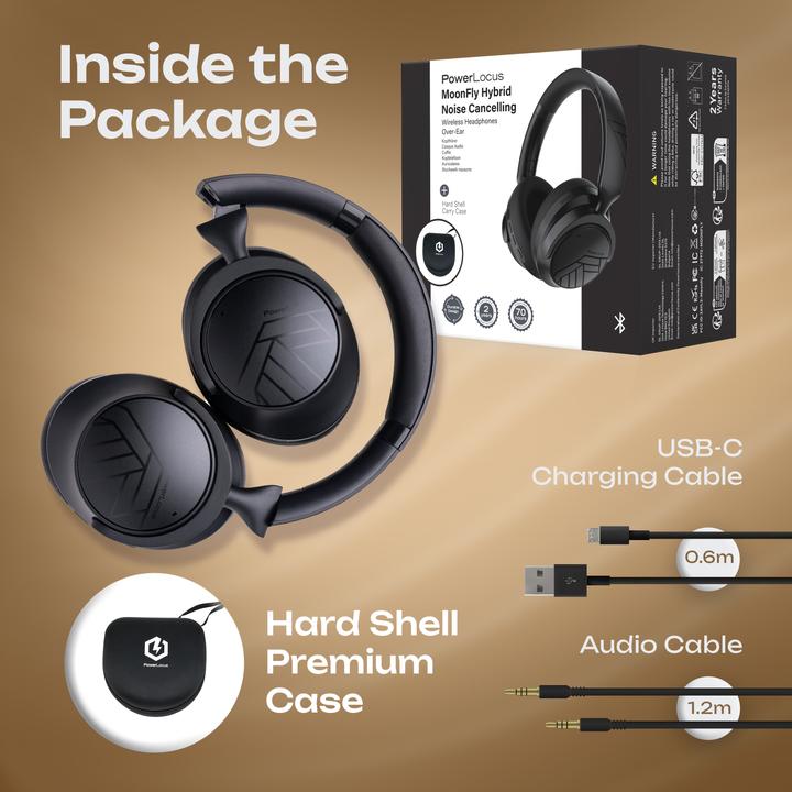 Produktbild PowerLocus MoonFly Over Ear Bluetooth-Kopfhörer mit ANC (ANC, 70 h)