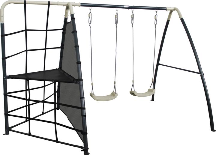 Immagine prodotto Axi Parco giochi in metallo con doppia altalena e struttura per arrampicarsi Antracite/Crema