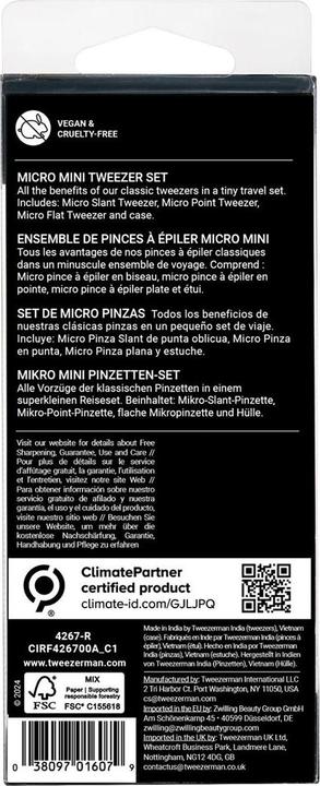 Nutritional values and ingredients Tweezerman Micro Mini Tweezers Set Pink