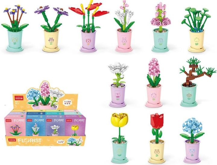 Produktbild NoName Mini-Klemmbaustein Set Glücksblumen 12 Stück
