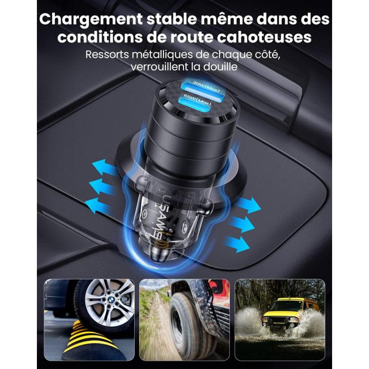 Produktbild Usams Ład. sam. C36 USB+USB-C 95W Fast Charge czarny/black CC176CC01 (US-CC176)