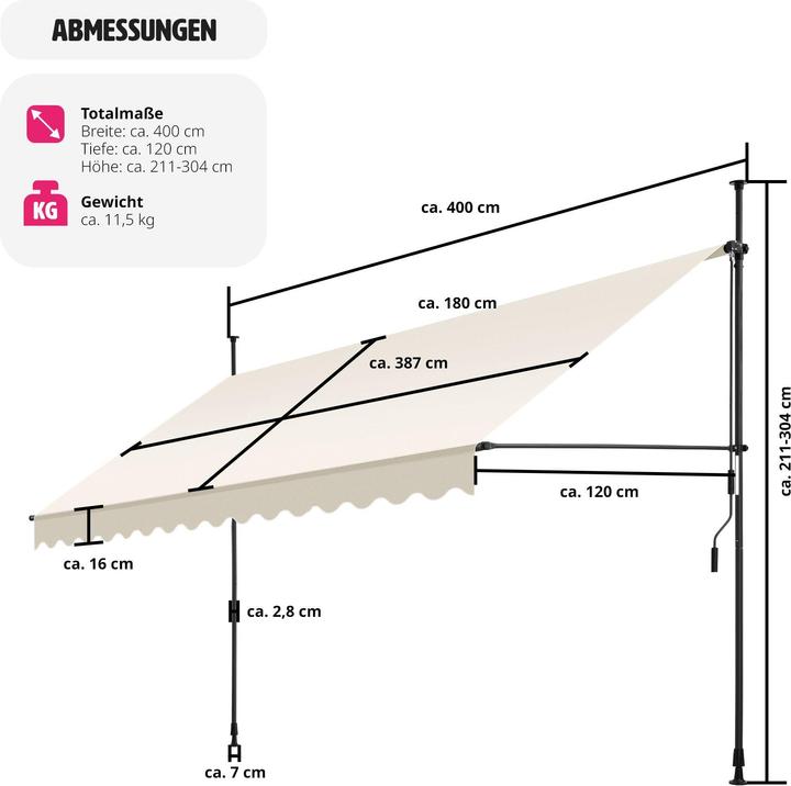 Produktbild tectake Klemmmarkise (4 m)