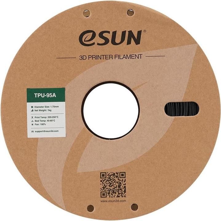 Image du produit eSUN eTPU-95A 1,75mm Black 1kg Filament 3D (TPU, 1.75 mm, 1000 g, Noir)