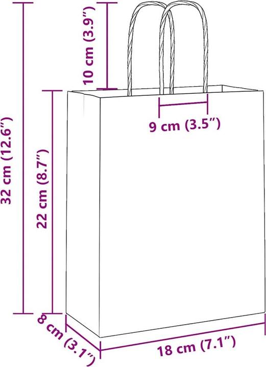Produktbild VidaXL Kraftpapiertüten 250 Stk. mit Henkel Grün 18x8x22 cm Papiertüte (Geschenktüte, 250 x)