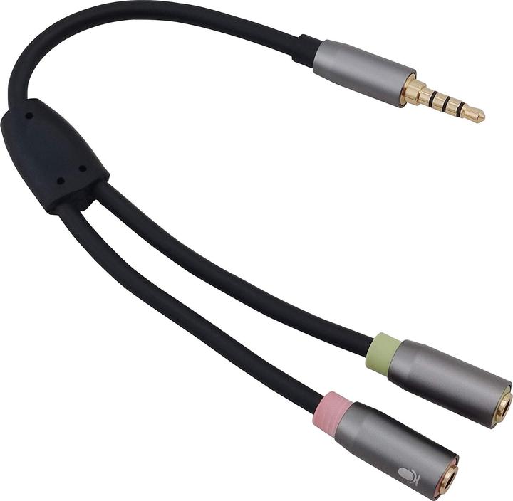 Helos Adapterkabel, Klinke 3,5mm St./2x Klinke 3,5mm Buchse, PREMIUM, schwarz Klinke 3,5mm Stecker/2x Kli (0.10 m, 2.5mm)