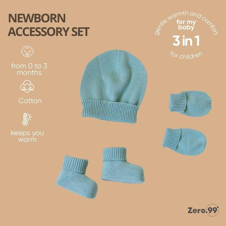 Actual product image Zero.99 Baby Set 3-in-1 Knitted: Hat, Mittens & Booties (50, 56, 62)