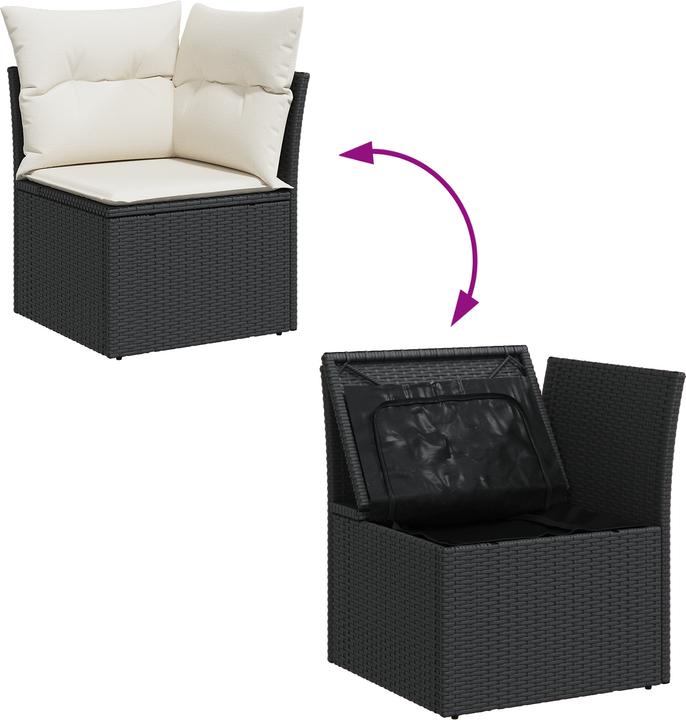 Produktbild VidaXL 10-teilige Garten-Sofa-Set mit Kissen Schwarz Poly Rattan Akazie