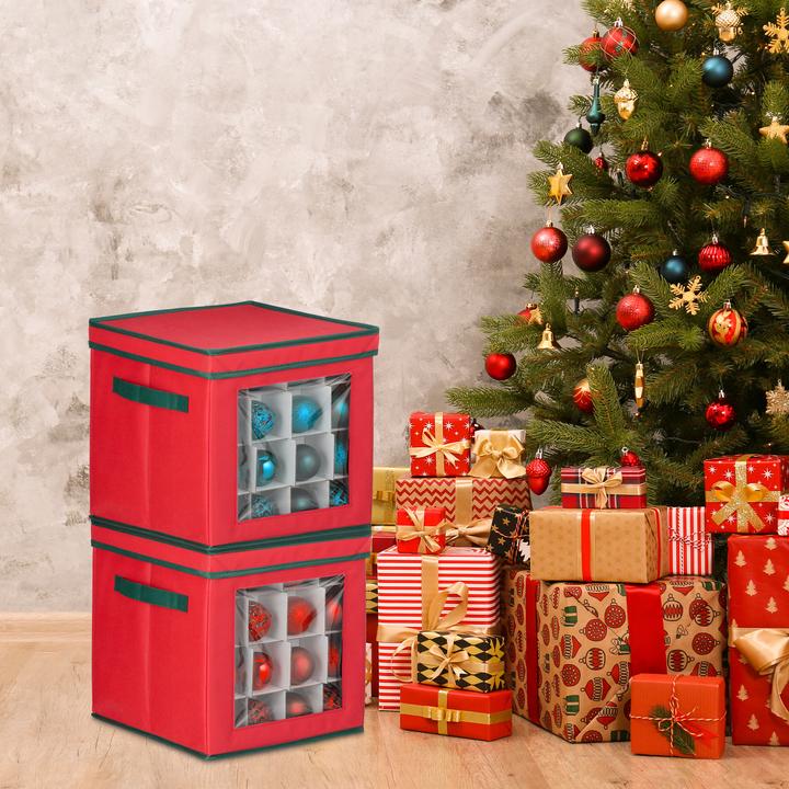 Image du produit Relaxdays 2x boîte de rangement de boules de Noël (32 x 32 x 33 cm)