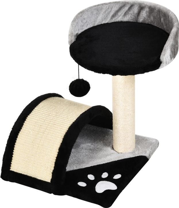 Produktbild PawHut Katzenbaum mit Plüsch (44 cm, Schwarz)