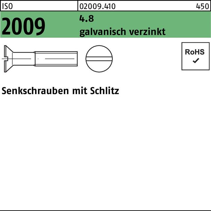 Actual product image Countersunk screw ISO 2009 w.slot M 4 x 60 4.8 galvanised (200 Screws per piece)