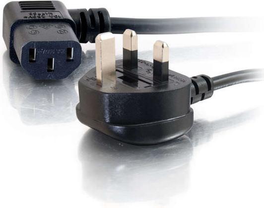 Image du produit C2G 18 AWG UK 90° Câble d'alimentation (IEC320C13R vers BS 1363) (1 m)