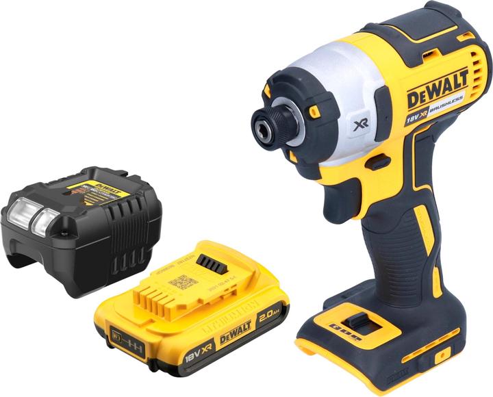 1x DeWalt DCF 887 Akku Schlagschrauber, 1x DeWalt DCB 1102 Akku Ladegerät, 1x DeWalt DCB 183 18 V 2,0 Ah Akku