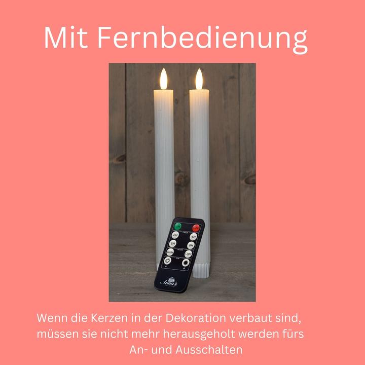 Actual product image Novaliv LED Stabkerzen 24 Stück ECHTWACHS gerippt WEISS - mit Timer Funktion 6 Stunden - 23cm Höhe für (24 x)