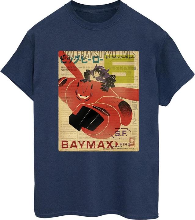Disney Big Hero 6 Baymax Flying Baymax Newspaper TShirt (L)