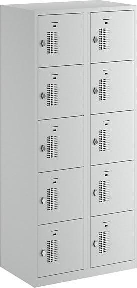 Produktbild eurokraft basic Schliessfachschrank mit Drehriegel für Vorhängeschloss, 10 Fächer (80 cm, 180 cm)