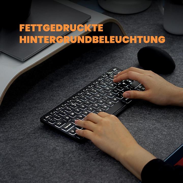 Actual product image Perixx PERIBOARD-732B EN Wireless mini keyboard with backlighting (DE, Wireless)