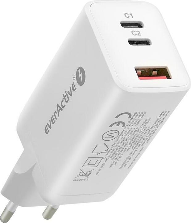 Actual product image Everactive GaN SC-650Q Mains charger with QC4+ USB socket and 2x USB-C PD PPS 65W (65 W)