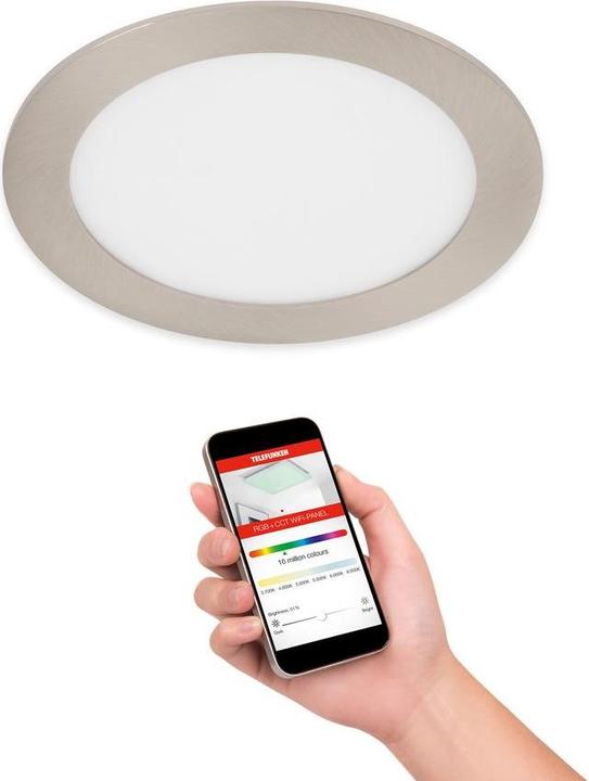 Produktbild Telefunken LED Einbauleuchte IP23 dimmbar WiFi RGBW 12W 1200 lm warmwei - tageslichtwei rund nickel matt 1 (1200 lm)