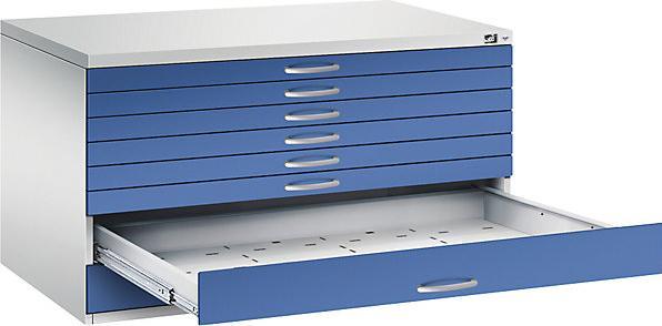 Produktbild C+P CP 7200 Planschrank lichtgrau, enzianblau 8 Schubladen 135,0 x 96,0 x 76,0 cm