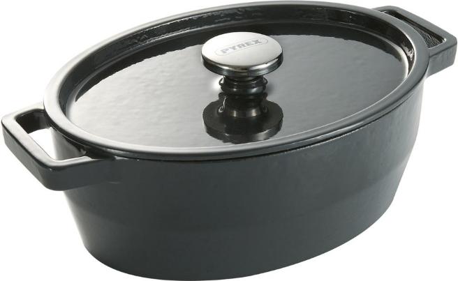 Produktbild Pyrex Slow Cook Bratentopf oval, mit Deckel, Länge: 330 mm, grau (Bräter + Schmortopf)