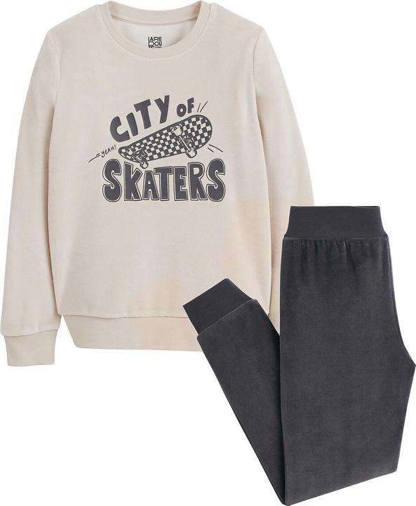 Produktbild La Redoute Collections Pyjama aus Samt mit Skaterprint (110)
