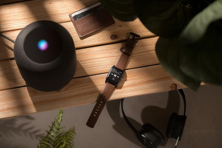 Actual product image Nomad Modern Connector Strap (44 mm, Leather, Stainless steel)