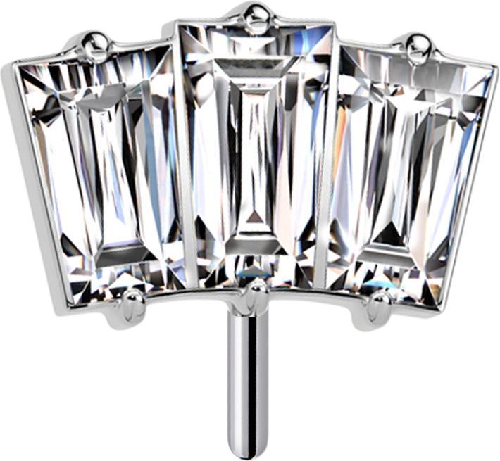 Immagine prodotto Star Piercing Threadless silber drei Baguette Kristalle silber (Titanio)
